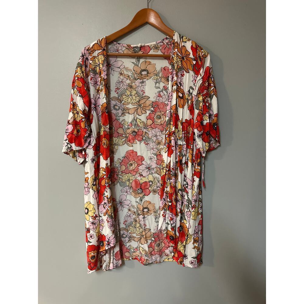 Maurices Floral Kimono Cardigan Women’s Plus 1X Sheer Lightweight Boho